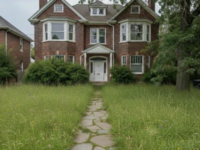 Overgrown lawn before mowing