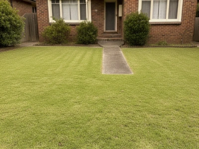 Trimmed nature strip after